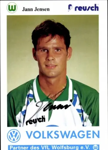 Autogrammkarte Fußballer Jann Jensen, VFL Wolfsburg, Autogramm