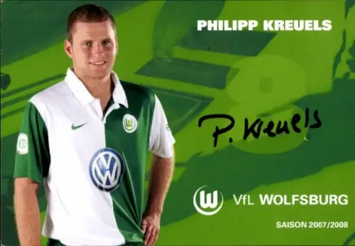 Autogrammkarte Fußballer Philipp Kreuels, VfL Wolfsburg, Autogramm