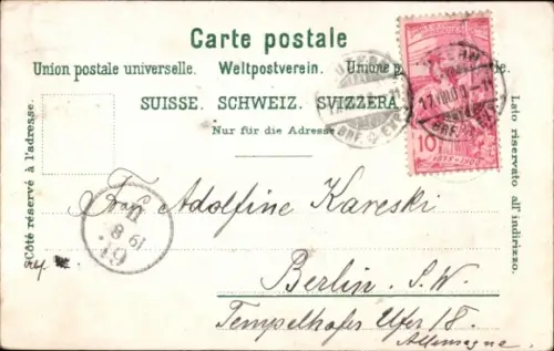 Litho Luzern Stadt Schweiz, Rathaus, Quai