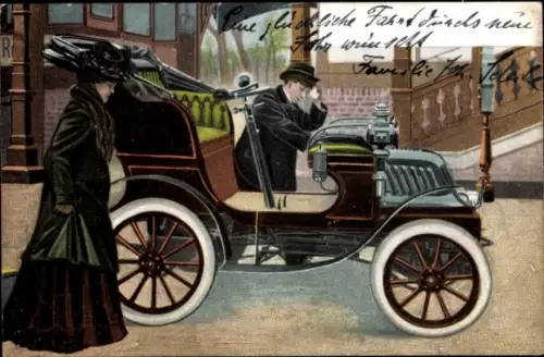 Ak Auto, Automobil, elegante Frau