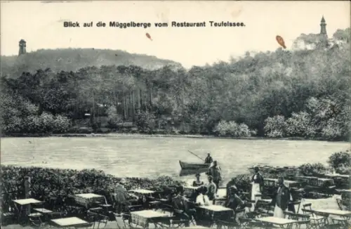 Ak Berlin Köpenick, Müggelberge, Bismarckwarte, Blick vom Restaurant Teufelssee