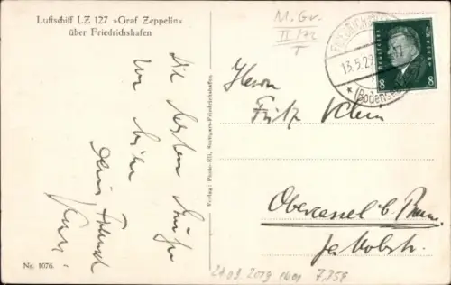 Ak Friedrichshafen am Bodensee, Luftschiff LZ127 Graf Zeppelin