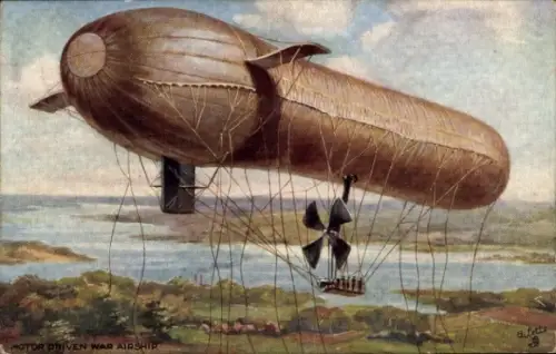 Künstler Ak Britisches Militär-Luftschiff, Zeppelin
