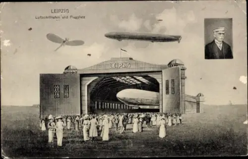 Ak Leipzig, Luftschiffhafen, Flugplatz, Graf Zeppelin