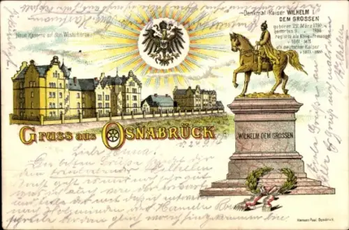 Litho Osnabrück in Niedersachsen, Denkmal Kaiser Wilhelm dem Großen