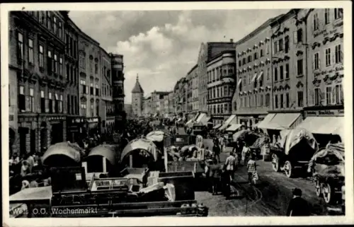 Ak Wels in Oberösterreich, Wochenmarkt