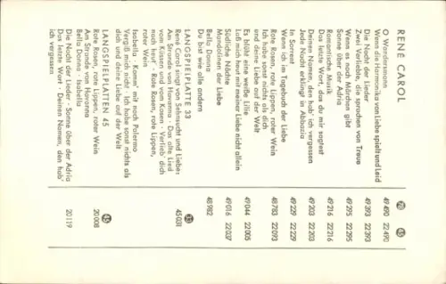 Ak Sänger Rene Carol, Portrait, Polydor, Autogramm