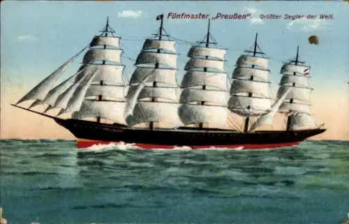 Ak Segelschiff, Fünfmaster Preußen