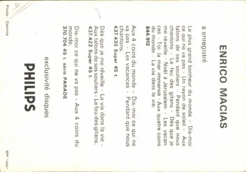 Autogrammkarte Enrico Macias, Autogramm