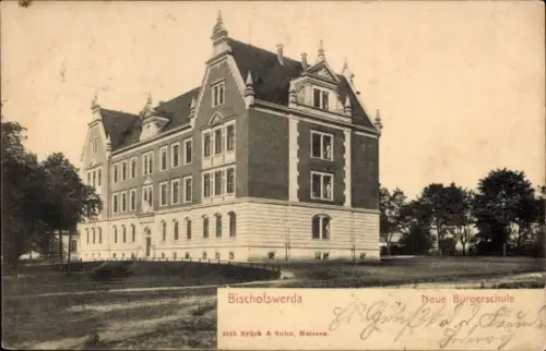 Ak Bischofswerda in Sachsen, Altes Schulgebäude,  Neue Bürgerschule