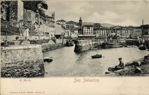 Ak Donostia San Sebastian Baskenland, El Muelle, Hafenansicht, Bömmler & Jonas, Dresde