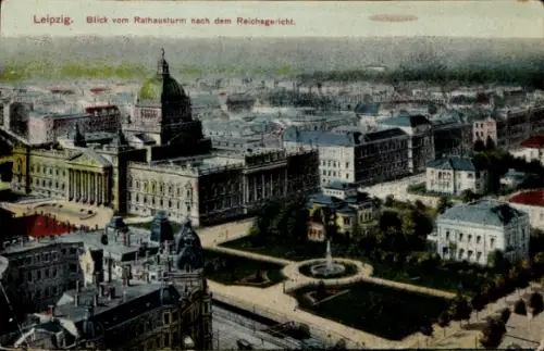 Ak Leipzig,  Blick vom Rathausturm, Reichsgericht, Stadtansicht