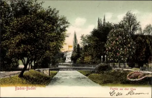 Ak Baden Baden am Schwarzwald, Partie an der Oos