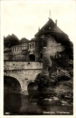 Ak Osnabrück in Niedersachsen, Burg, Wasser, Brücke, Vitischanze,  Architektur