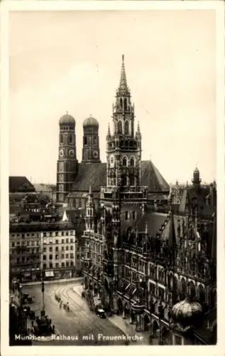 Ak München, Rathaus mit Frauenkirche