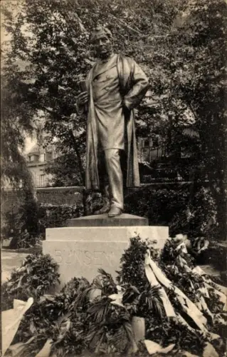 Ak Heidelberg am Neckar, Bunsen-Denkmal, Statue, Kränze, Heidelberg