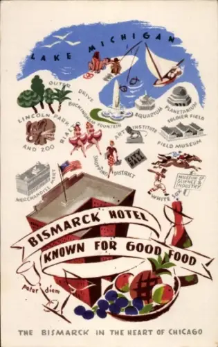 Ak Chicago Illinois USA, Bismarck Hotel, Lake Michigan