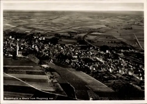Ak Bodenheim in Rheinhessen, Luftaufnahme von Bodenheim, Weinbau, Rhein,  Stätte