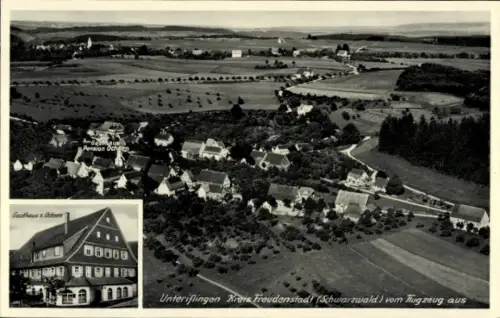 Ak Unteriflingen Schopfloch im Schwarzwald, Fliegeraufnahme, Gasthaus zum Ochsen