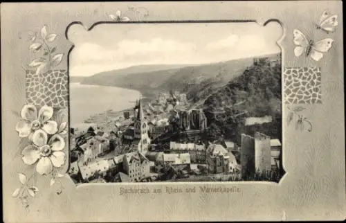 Passepartout Ak Bacharach am Rhein, Panorama, Wernerkapelle