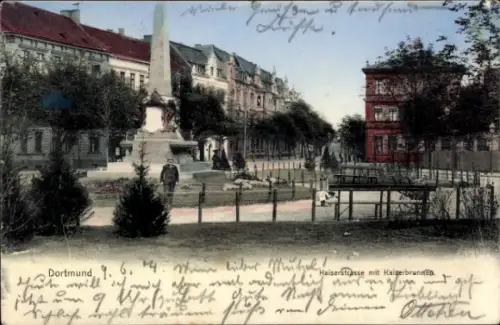 Ak Dortmund im Ruhrgebiet, Kaiserstraße mit Kaiserbrunnen