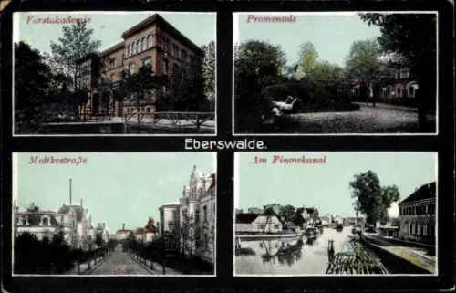 Ak Eberswalde, Forstakademie, Promenade, Moltkestraße, Finowkanal