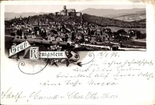Litho Königstein im Taunus, Panorama der Stadt