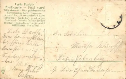 Präge Ak Liebespaar, Maiglöckchen