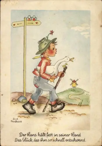 Ak Nordhausen am Harz, Junge mit Gans