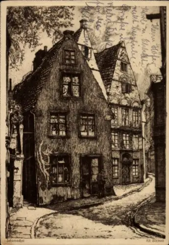 Künstler Ak Hansestadt Bremen, Blick in die Altstadt, Schumacher, Reklame Eduscho Kaffee