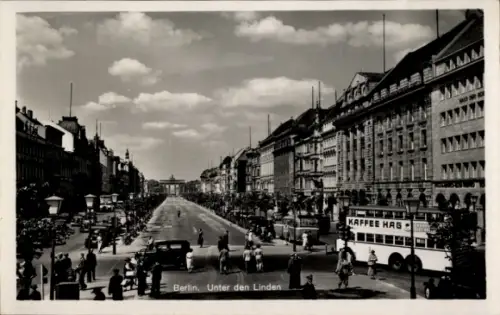 Ak Berlin Mitte, Unter den Linden, Brandenburger Tor, Doppelstockbus