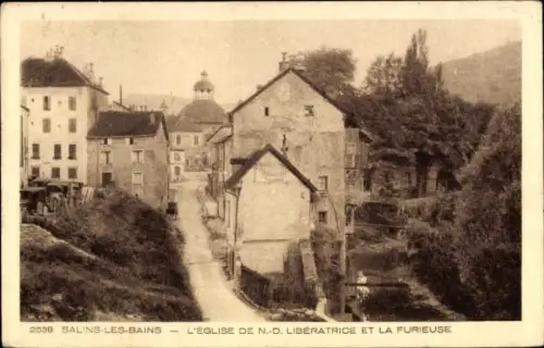 CPA Salins-les-Bains Jura, Église et la Furieuse