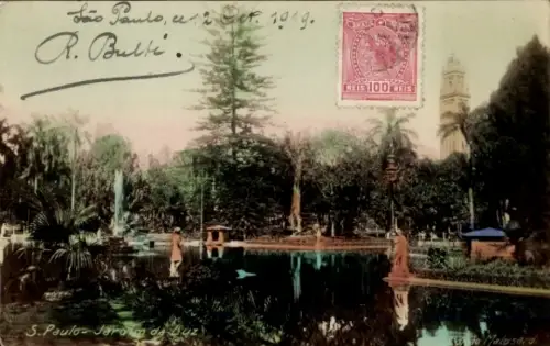 Ak Luz São Paulo Brasilien,  aus  Jardim da Luz, 1919, R. Bulté, 100 Reis