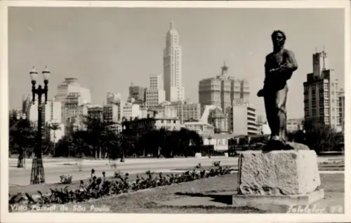 Ak São Paulo Brasilien, Teilansicht, Statue