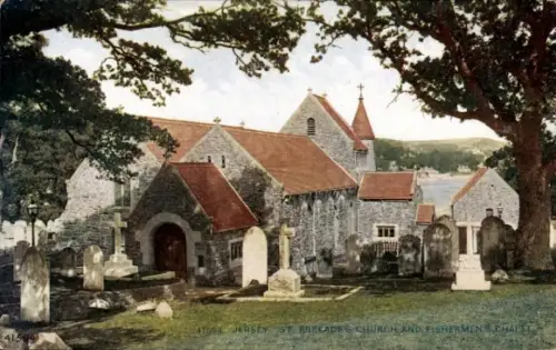 Ak Kanalinsel Jersey, St Brelades Kirche und Fischermen's Kapelle
