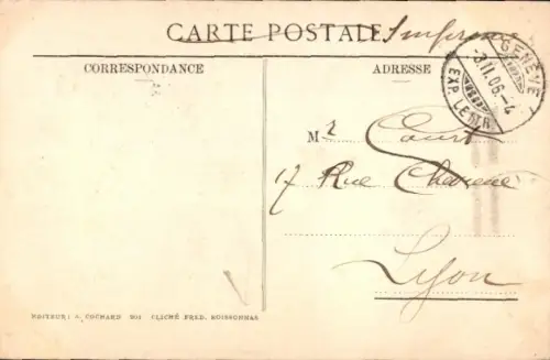 Ak Genf Stadt Schweiz, Eisige Statue, Genfersee, Bise glaciale, Poststempel