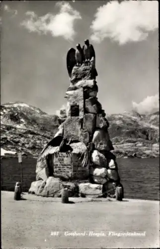 Ak Airolo Kanton Tessin Schweiz, St Gotthard Hospiz, Fliegerdenkmal