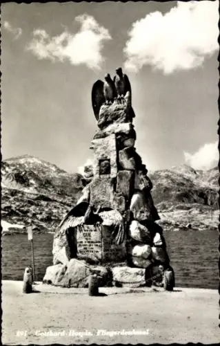 Ak Airolo Kanton Tessin Schweiz, St Gotthard Hospiz, Fliegerdenkmal, Gotthard Hospiz, Adler, GUE,