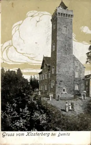 Ak Demitz Thumitz in Sachsen, Klosterberg,  Turm, Menschen, Natur