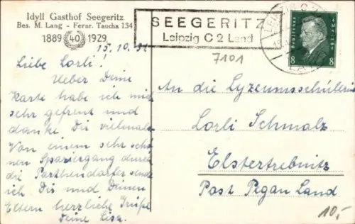Ak Seegeritz Taucha in Nordsachsen, Idyll Gasthof Seegeritz