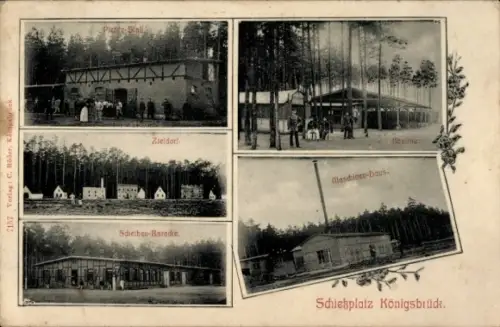 Ak Königsbrück in der Oberlausitz, Verschiedene Ansichten, Schießplatz, Maschinenhaus, Scheiben-B