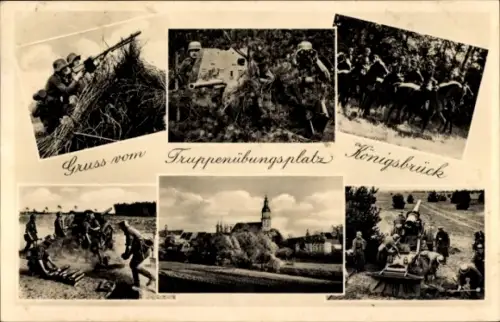 Ak Königsbrück in der Oberlausitz, Soldaten, Truppenübungsplatz,  militärische Übungen, Fotografi