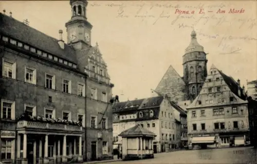 Ak Pirna an der Elbe, Marktplatz