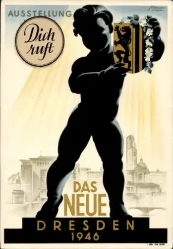 Künstler Ak Ausstellung Das Neue Dresden 1946, Wappen