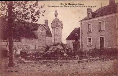 CPA Le Menoux Indre, Le monument aux Morts de la Grande Guerre 1914-1918