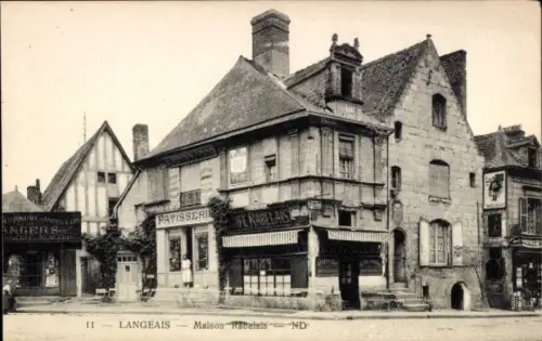 Ak Langeais Indre et Loire, Hausansicht, Patisserie Rabelais, Maison Rabelais