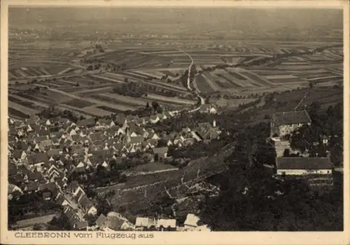 Ak Cleebronn in Württemberg, Luftaufnahme von  Felder im Hintergrund