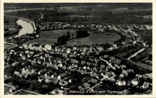 Ak Plittersdorf Bad Godesberg Bonn am Rhein, Luftaufnahme von  Rhein, Flugzeugblick