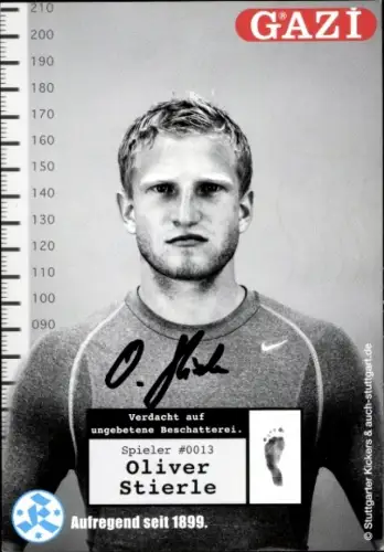 Autogrammkarte Fußballer Oliver Stierle, Stuttgarter Kickers, Autogramm