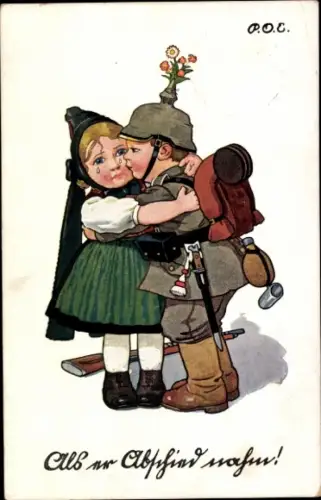 Künstler Ak Engelhard, P.O.E., Als er Abschied nahm